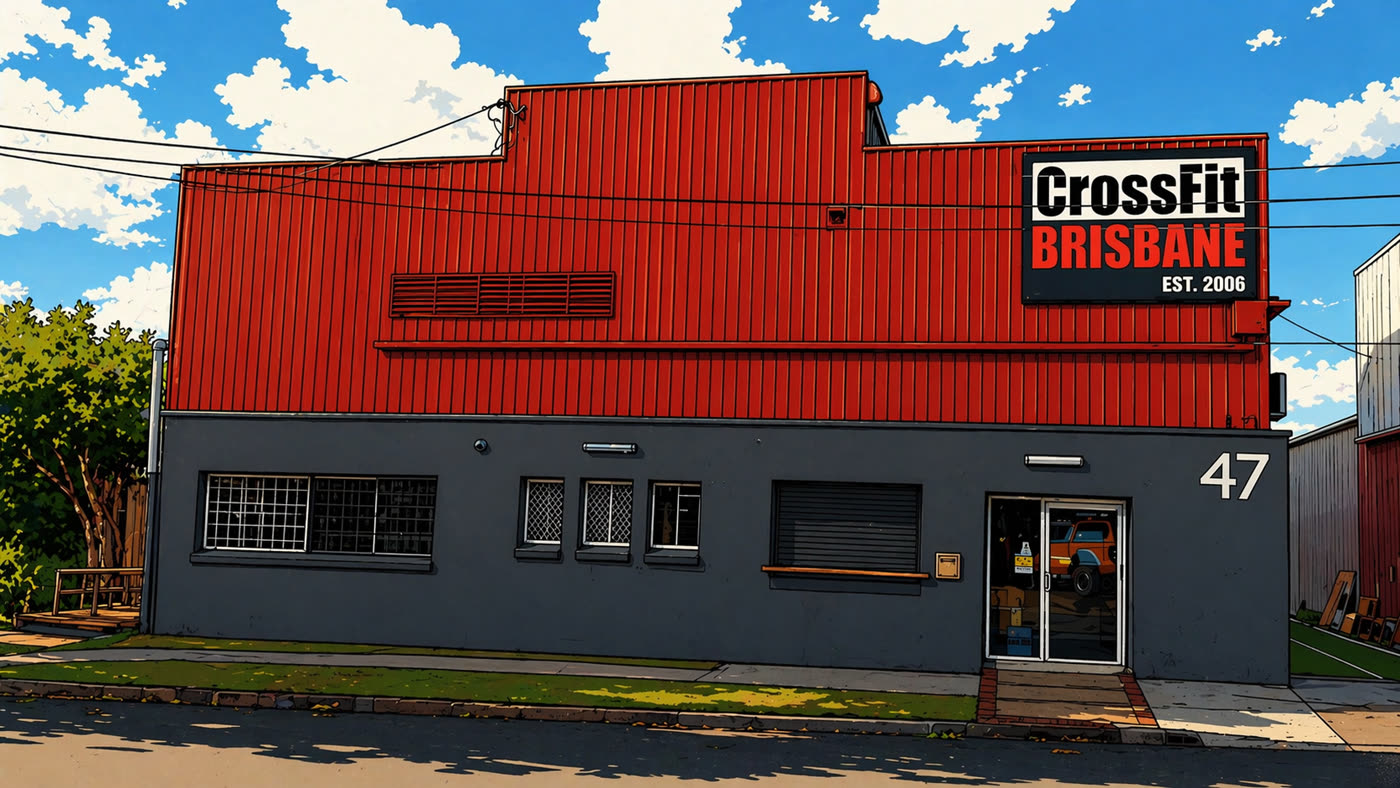 CrossFit Brisbane building exterior with the sign visible